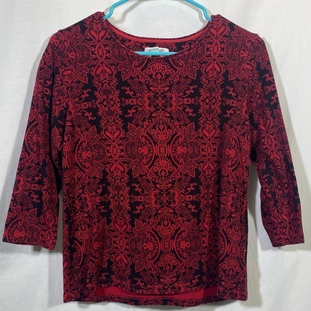 Charter Club Luxury Women's Medium Petite 100% Pima cotton rich red and black